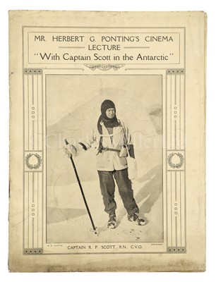 Lot 243 - 'WITH CAPTAIN SCOTT IN THE ANTARCTIC': AN ORIGINAL LECTURE PROGRAMME BY HERBERT PONTING, CIRCA 1913