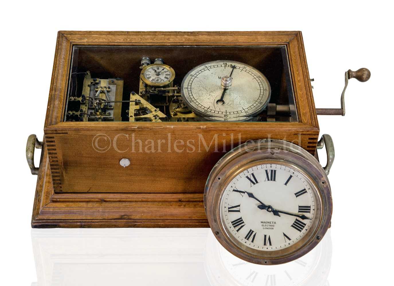Lot 108 - A RARE MARINE MASTER CLOCK BY MAGNETA CO., CIRCA 1907, AND SUPPLIED TO WHITE STAR LINE