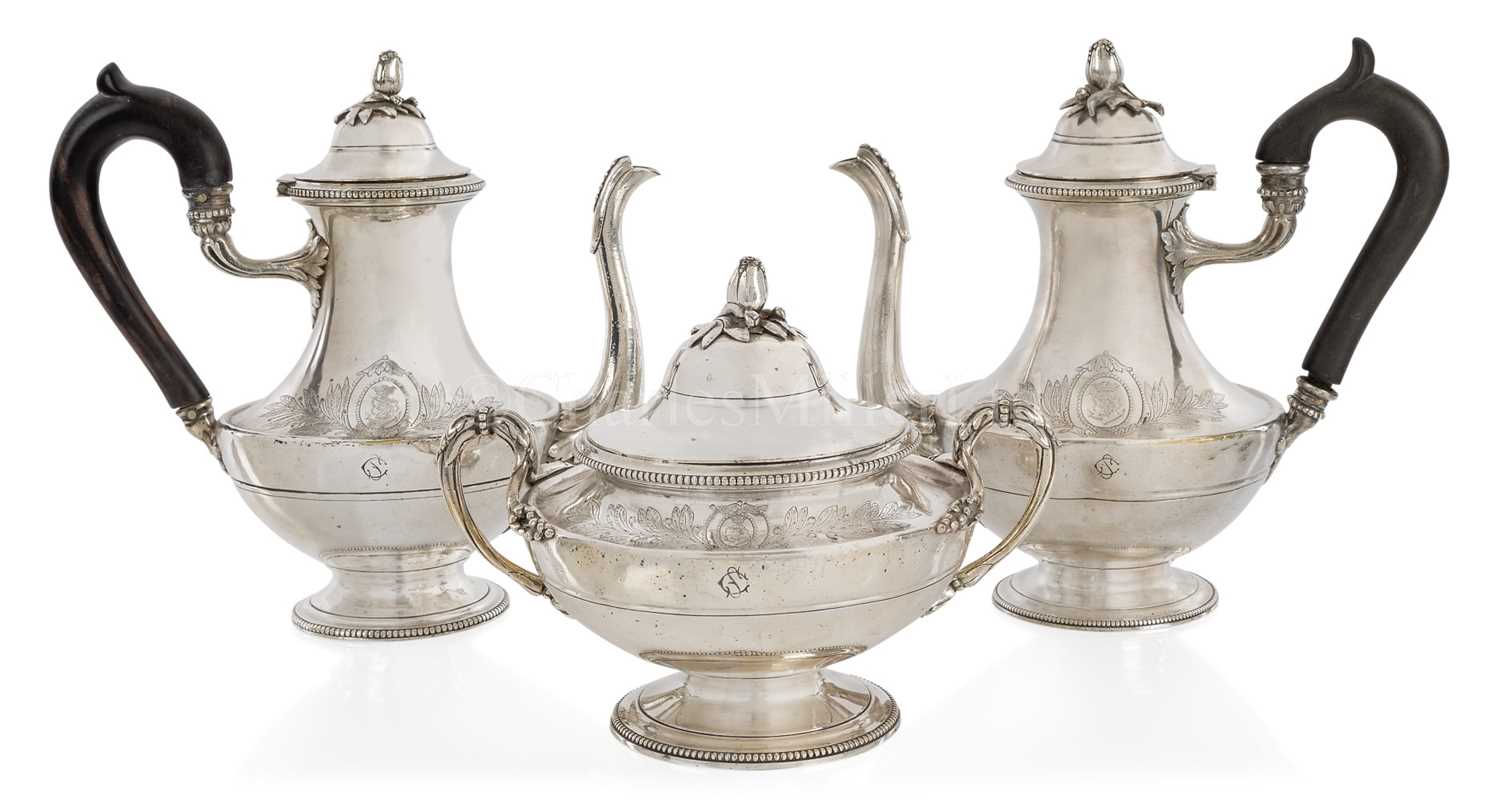 Lot 115 - A 1ST CLASS TEA AND COFFEE SERVICE DESIGNED BY CHRISTOFLE FOR THE MESSAGERIES MARITIME LINE, CIRCA 1912