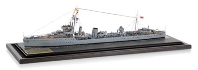 Lot 255 - A WELL-PRESENTED AND DETAILED 1:192 SCALE WATERLINE MODEL OF THE 'V' CLASS DESTROYER H.M.S. VIDETTE [1918]