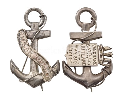 Lot 254 - A PAIR OF SILVER GREAT WAR NAVAL SWEETHEART BROOCHES