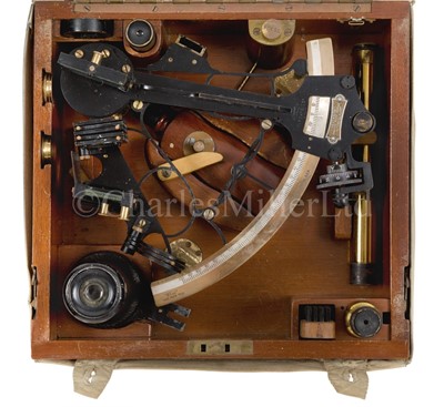 Lot 305 - A 7IN. RADIUS BELL-FRAMED MICROMETER SEXTANT BY HEATH & CO LTD, LONDON, CIRCA 1940