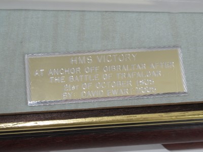 Lot 182 - AN UNUSUAL 1:200 SCALE WATERLINE MODEL OF H.M.S. VICTORY, AFTER THE BATTLE OF TRAFALGAR