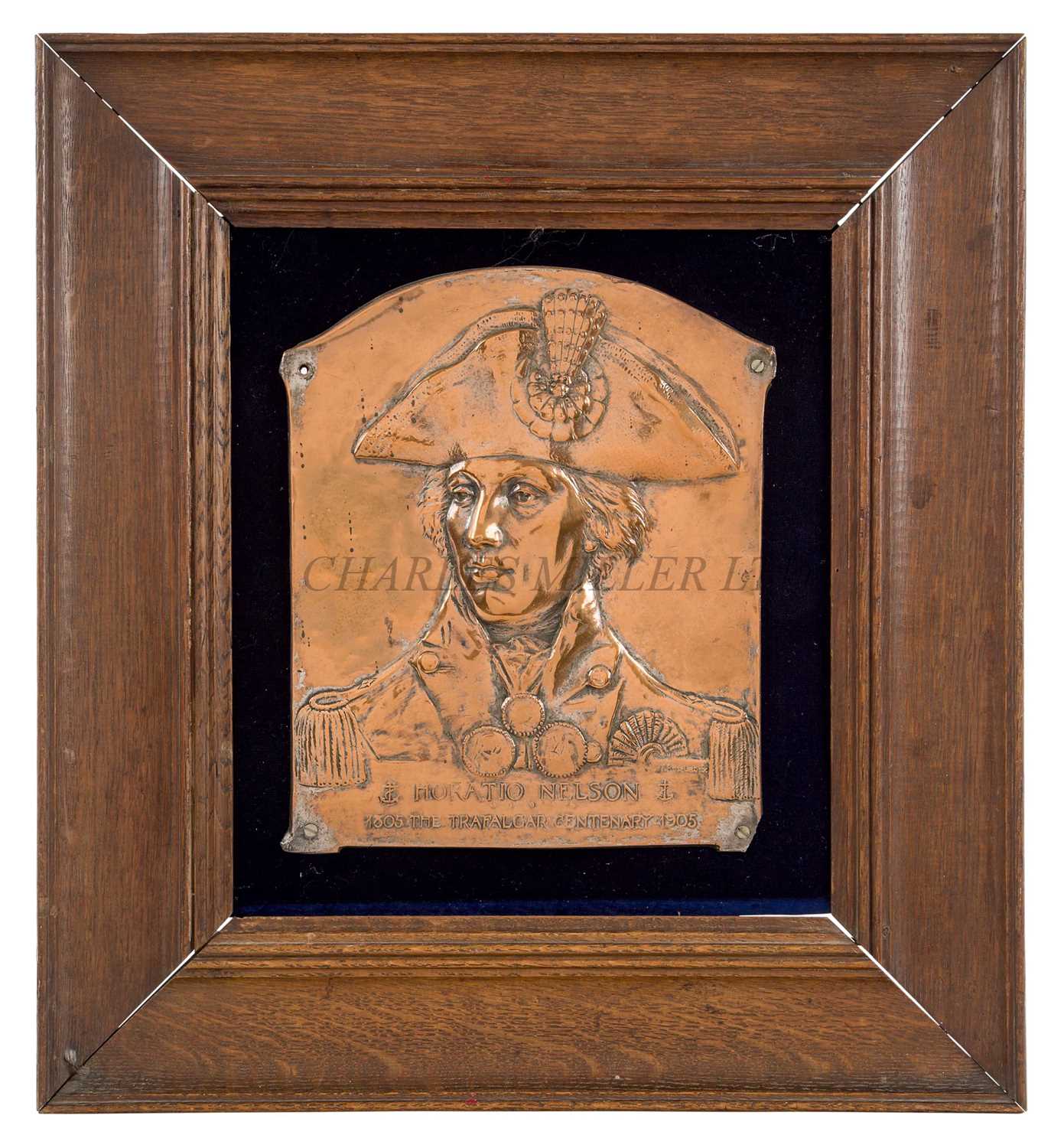 Lot 116 - A 1905 CENTENARY COPPER PORTRAIT PLAQUE OF NELSON BY L.F. VON ROSELIEB