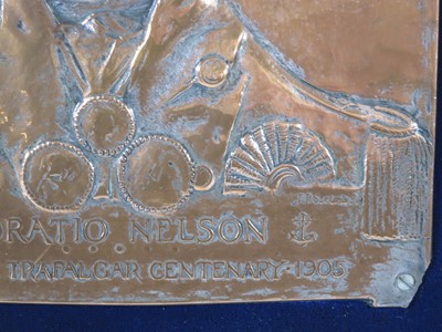 Lot 116 - A 1905 CENTENARY COPPER PORTRAIT PLAQUE OF NELSON BY L.F. VON ROSELIEB