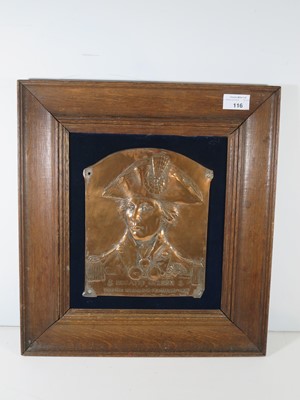 Lot 116 - A 1905 CENTENARY COPPER PORTRAIT PLAQUE OF NELSON BY L.F. VON ROSELIEB