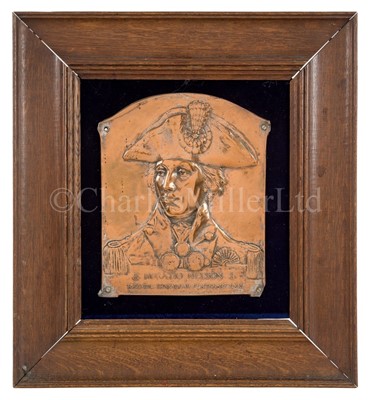 Lot 116 - A 1905 CENTENARY COPPER PORTRAIT PLAQUE OF NELSON BY L.F. VON ROSELIEB