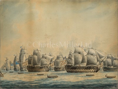 Lot 147 - THOMAS BUTTERSWORTH (1768-1842) - THE SPANISH PRIZES AT THE BATTLE OF CAPE ST. VINCENT, 1797