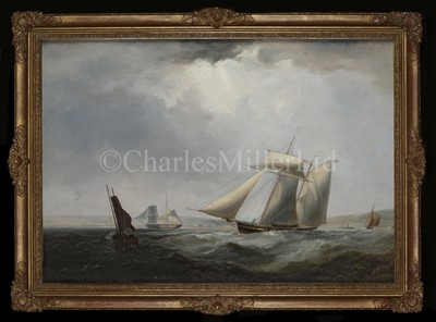 Lot 33 - JAMES HARRIS OF SWANSEA (1810-1887) - A SCHOONER OF THE ROYAL YACHT SQUADRON SAILING OFF SWANSEA