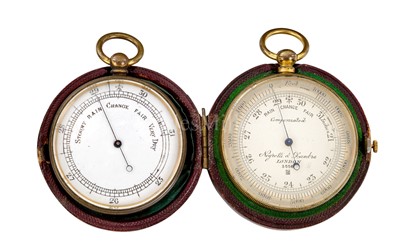 Lot 319 - A POCKET BAROMETER BY NEGRETTI AND ZAMBRA, CIRCA 1900