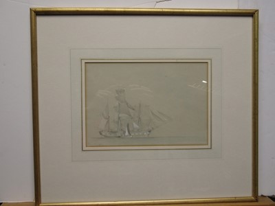 Lot 221 - RICHARD CALVERT JONES (BRITISH, 1804-1877) - 'MAN-O-WAR'; BEACHED BRIGANTINE; BRIGINTINE. ALL 1870
