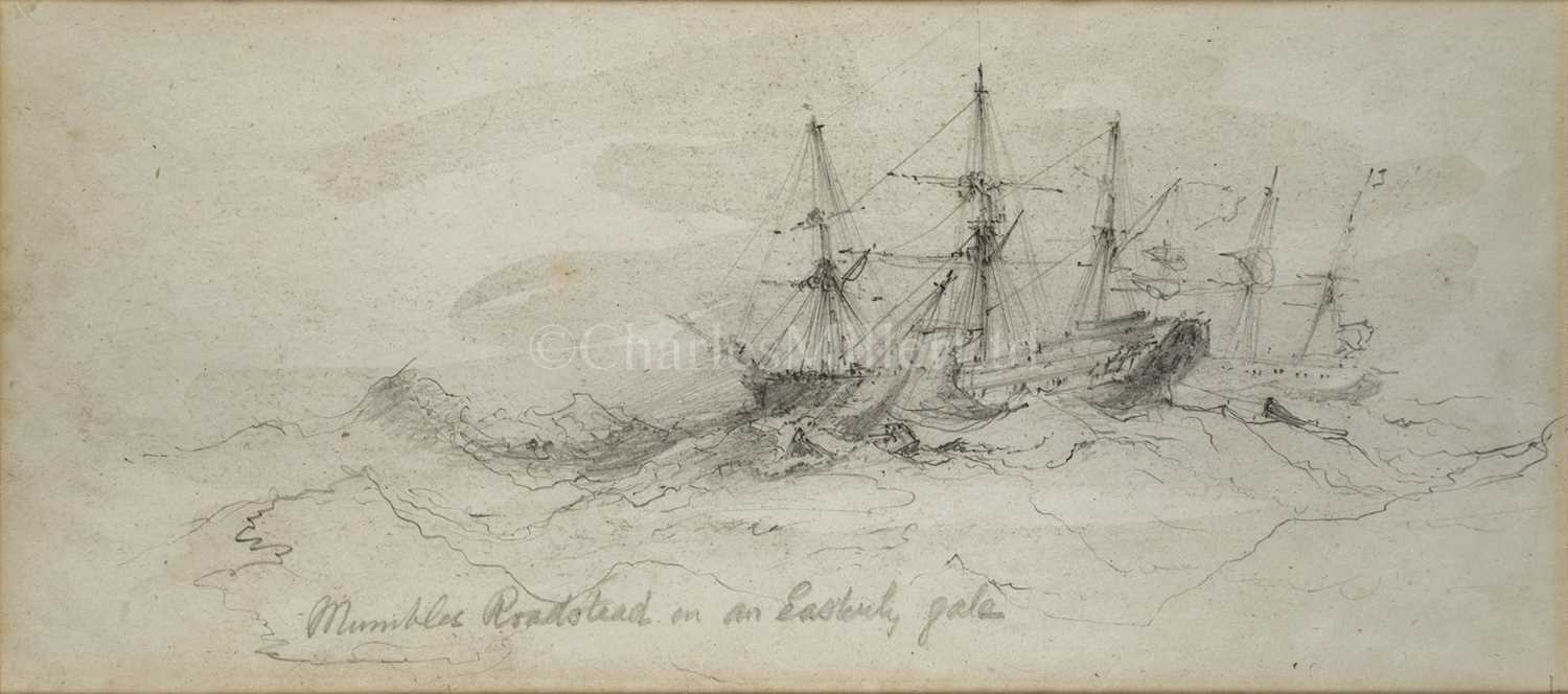 Lot 31 - JAMES C. HARRIS (BRITISH, ACTIVE 1846-1876) - MUMBLES ROADSTEAD; IN THE DAYS OF STUDDING SAILS