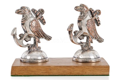 Lot 282 - A PAIR OF BANDMASTER'S MUSIC STAND FINIALS FROM H.M.S. HOOD, CIRCA 1920