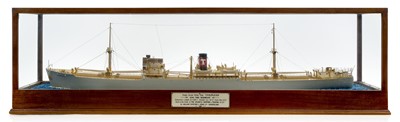 Lot 128 - A FINE BUILDER'S WATERLINE MODEL FOR THE M.V. CHULMLEIGH BUILT FOR THE ATLANTIC SHIPPING & TRADING CO. BY WILLIAM DOXFORD & SONS, SUNDERLAND, 1946