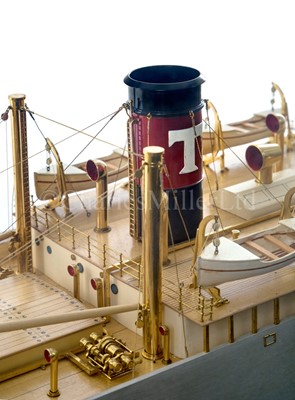 Lot 128 - A FINE BUILDER'S WATERLINE MODEL FOR THE M.V. CHULMLEIGH BUILT FOR THE ATLANTIC SHIPPING & TRADING CO. BY WILLIAM DOXFORD & SONS, SUNDERLAND, 1946