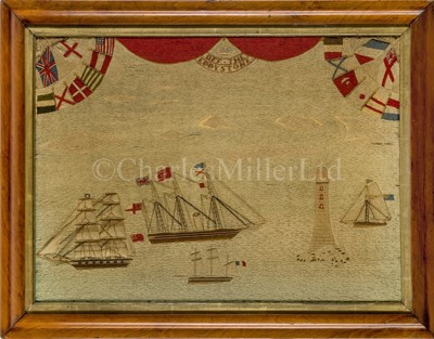 Lot 229 - A LARGE SAILOR'S WOOLWORK PICTURE, CIRCA 1870