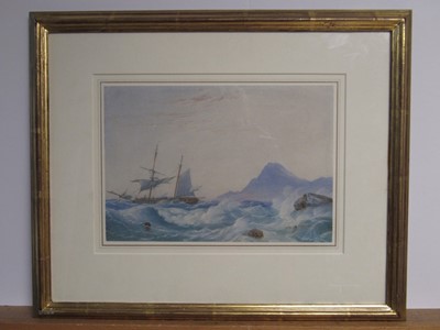 Lot 34 - WILLIAM JOY (BRITISH, 1803-1867) - TWO MASTED VESSEL IN A SQUALL