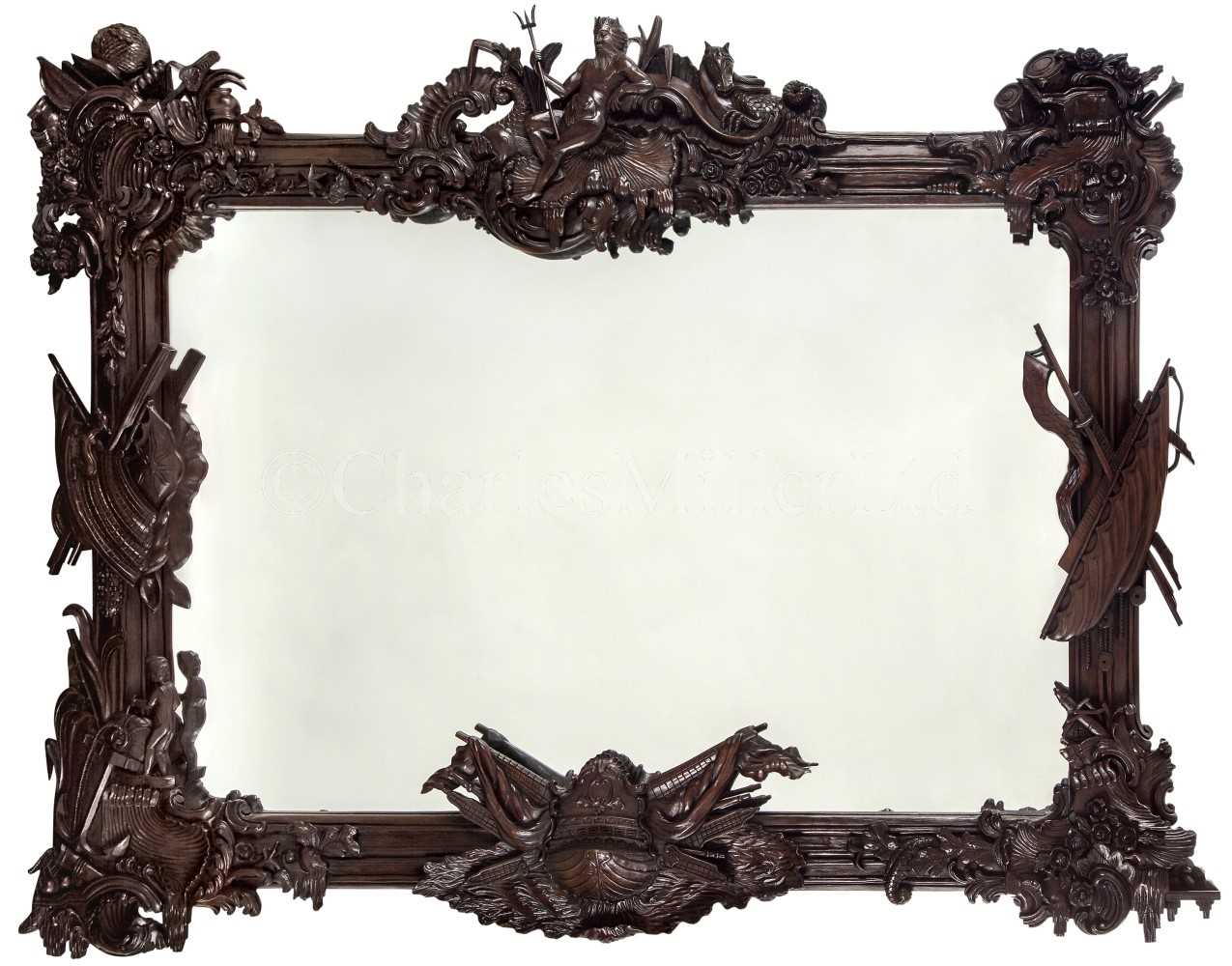 Lot 25 - AN IMPRESSIVE MARINE-THEMED OVERMANTLE MIRROR, POSSIBLY FROM A CLUB, CIRCA 1900