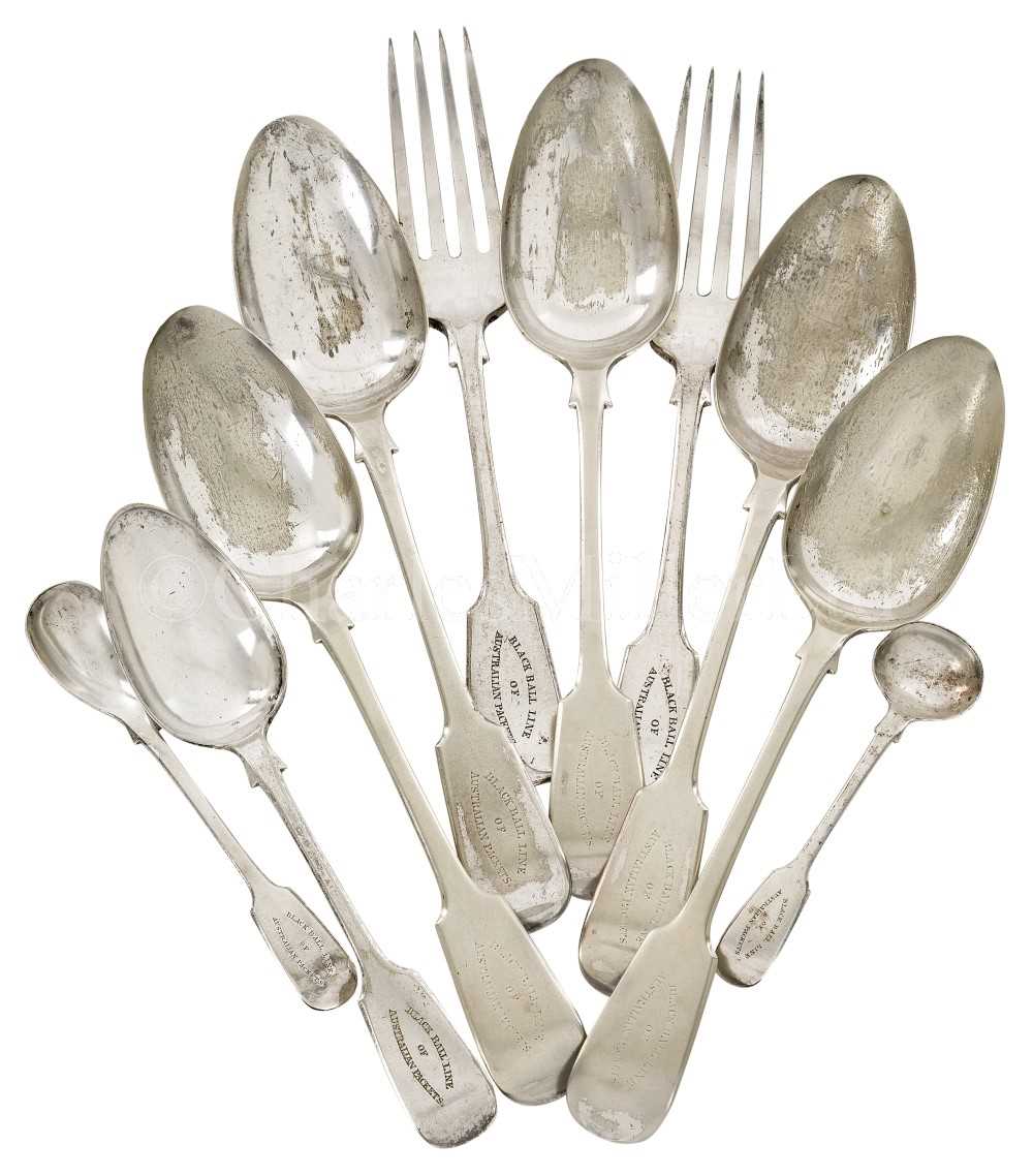 Lot 24 - A QUANTITY OF FLATWARE FROM THE BLACK BALL LINE, CIRCA 1870