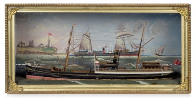Lot 93 - MODEL OF S.S. 'DUNKELD' WATERLINE MODEL BY TRIGGS MARITIME ARCHITECHTS, CIRCA 1890