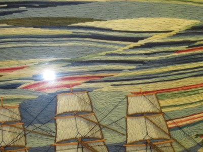 Lot 20 - A LARGE 19TH CENTURY SAILOR'S WOOLWORK PICTURE