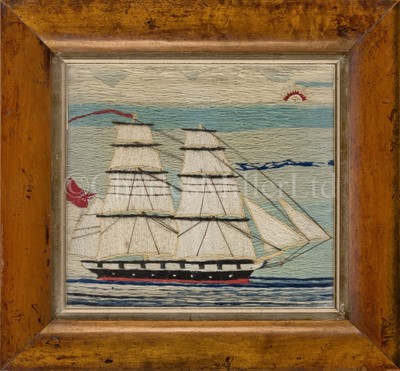 Lot 232 - A 19TH CENTURY SAILOR'S WOOLWORK PICTURE