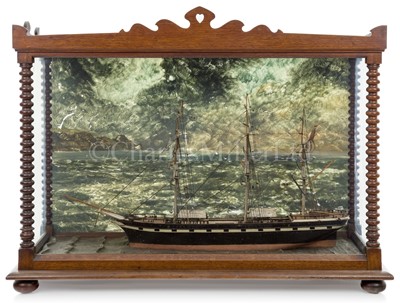 Lot 16 - A 19TH-CENTURY SAILOR'S MODEL OF A THREE-MASTED BARQUE