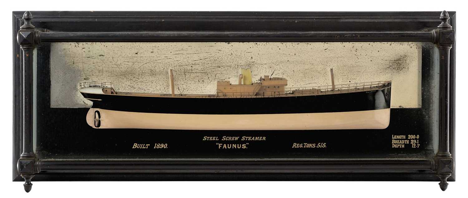 Lot 46 - A 1:96 SCALE BUILDER’S MIRROR BACKED HALF BLOCK MODEL FOR THE S.S. FAUNUS, 1891