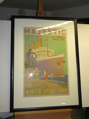 Lot 111 - TRAVEL AGENT'S POSTER FOR THE WHITE STAR LINE MAJESTIC, CIRCA 1932