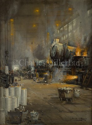 Lot 259 - δ FRANK HENRY MASON (BRITISH, 1876-1965) - SMELTING ALUMINIUM FOR AIRCRAFT PRODUCTION, 1944