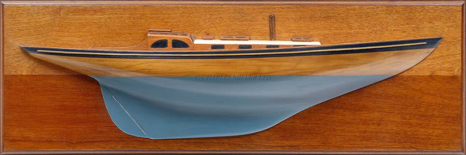 Lot 40 - A UILDER'S HALF MODEL FOR 8M CLASS CRUISING YACHT ATTRIBUTED TO JAMES MCGRUER, CLYNDER, CIRCA 1950