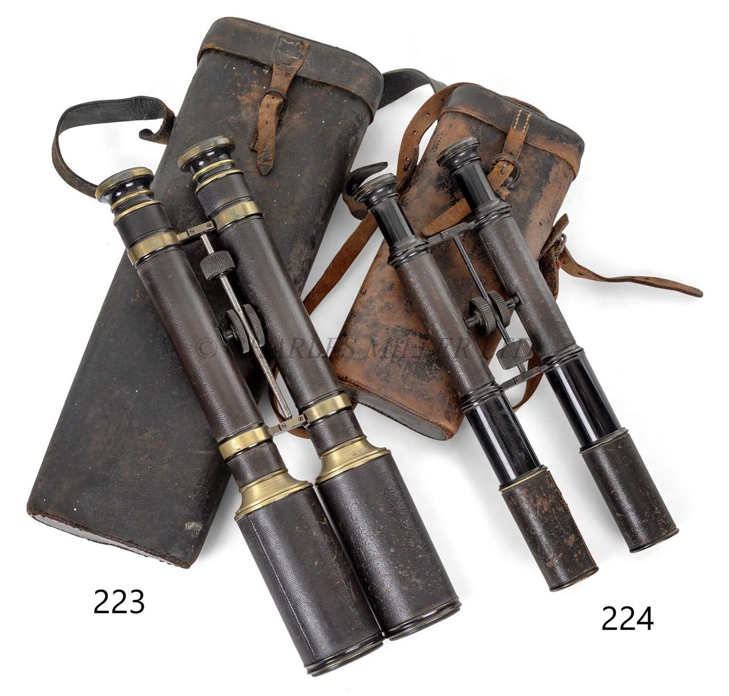 Lot 224 - A 1IN. PAIR OF TELESCOPE BINOCULARS, C. 1880