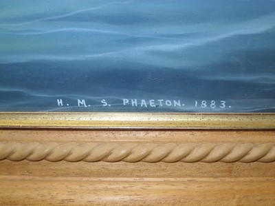 Lot 181 - A LAUNCHING MALLET AND PAINTING FOR THE 2ND CLASS CRUISER H.M.S. PHAETON, 1883