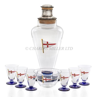 Lot 34 - A GLASS COCKTAIL SET FOR THE ROYAL YACHT SQUADRON, CIRCA 1930