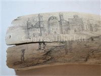 Lot 132 - Ø A LARGE 19TH CENTURY SCRIMSHAW DECORATED WHALE'S TOOTH