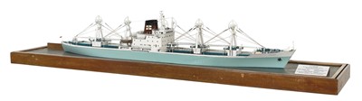 Lot 99 - A WATERLINE BOARDROOM MODEL OF THE REFRIGERATED CARGO SHIPL M.V. TEKOA and painting