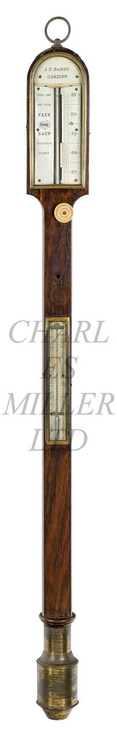 Lot 235 - Ø A MARINE BAROMETER BY J.T. BARRY, CARDIFF, CIRCA 1860