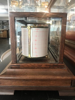 Lot 231 - A RECORDING BAROGRAPH RETAILED BY HARRODS, LONDON, CIRCA 1920