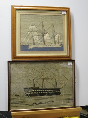 Lot 180 - A SAILOR'S WOOLWORK PICTURE OF AN IRONCLAD, CIRCA 1860