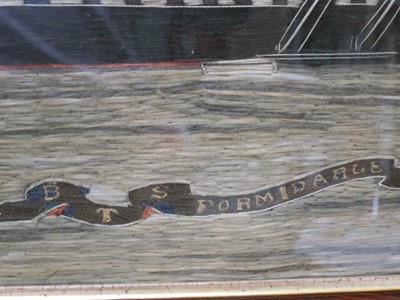 Lot 180 - A SAILOR'S WOOLWORK PICTURE OF AN IRONCLAD, CIRCA 1860