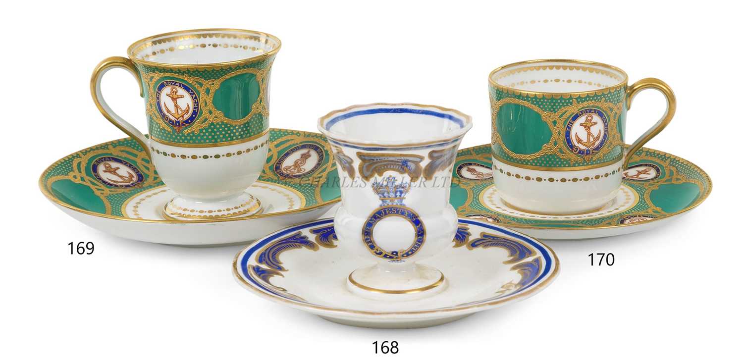 Lot 170 - A COFFEE CAN AND SAUCER FROM THE STATE SERVICE OF HMY VICTORIA & ALBERT III, c. 1902