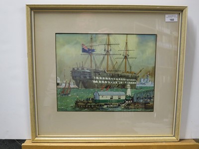 Lot 160 - KENNETH DENTON SHOESMITH (BRITISH, 1890-1939) H.M.Schoolship 'Conway' off Liverpool with assorted shipping