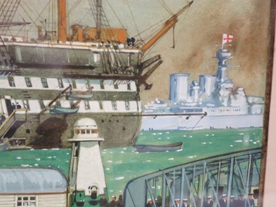 Lot 160 - KENNETH DENTON SHOESMITH (BRITISH, 1890-1939) H.M.Schoolship 'Conway' off Liverpool with assorted shipping