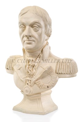 Lot 132 - A RARE PLASTER BUST OF NELSON PUBLISHED BY LIDORY'S, TRURO, 1817