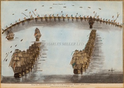 Lot 135 - HAND COLOURED PRINT OF THE PLAN OF ATTACK OF LORD NELSON, ON THE COMBINED FLEET, OCTOBER 21ST. 1805