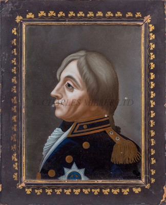 Lot 118 - A REVERSE GLASS PAINTED PORTRAIT OF ADMIRAL LORD NELSON