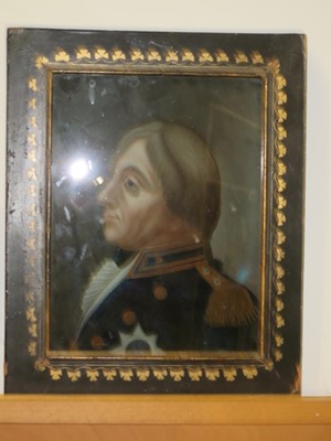 Lot 118 - A REVERSE GLASS PAINTED PORTRAIT OF ADMIRAL LORD NELSON