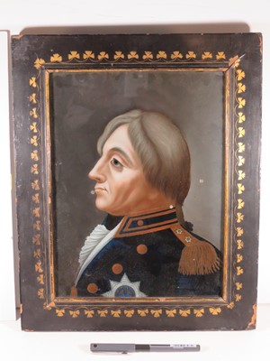 Lot 118 - A REVERSE GLASS PAINTED PORTRAIT OF ADMIRAL LORD NELSON