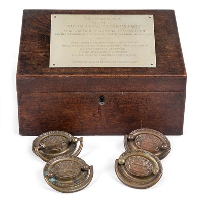 Lot 137 - A WOOD SHAVING BOX, REPUTEDLY BELONGING TO CAPTAIN HARDY