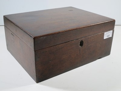 Lot 137 - A WOOD SHAVING BOX, REPUTEDLY BELONGING TO CAPTAIN HARDY